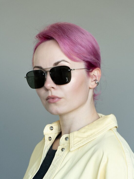 Saint Laurent Women Sunglasses Silver Grey Pilot SL309M 002 NEW AUTHENTIC main image 6
